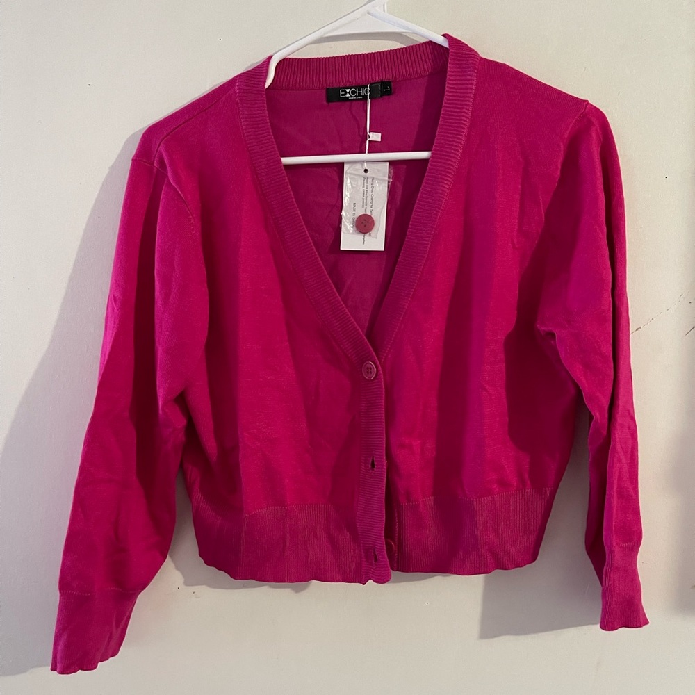 Girls EXCHIC pink cardigan brand new with tags still attached size large